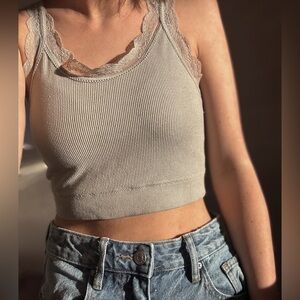 Daytrip Ribbed Brami with Lace Detailing